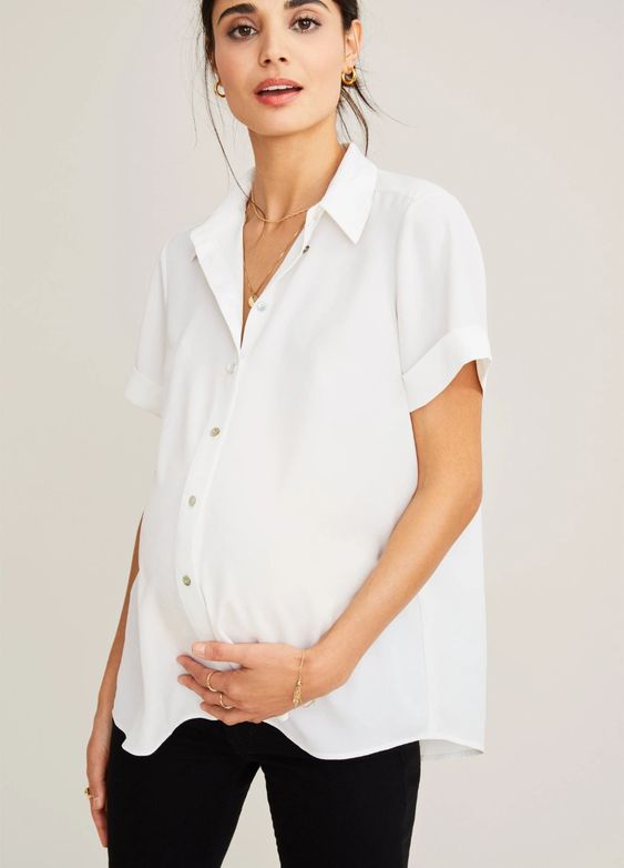 Wear A Short White Shirt Maternity Dress During Pregnancy
